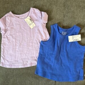 The Children's Place Purple Tee & Blue Ribbed Tank Top Set